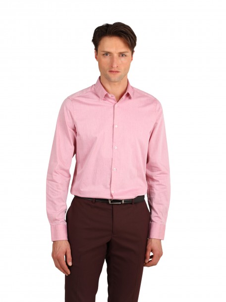 Camisa lisa 100% algod�o slim fit