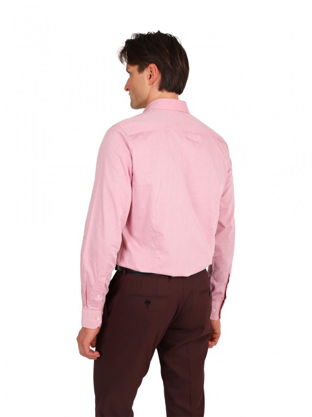 Camisa lisa 100% algodn slim fit