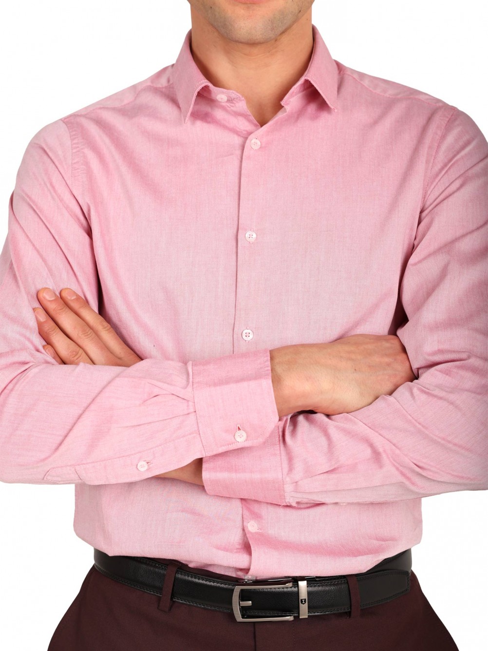 Camisa lisa 100% algod�n slim fit