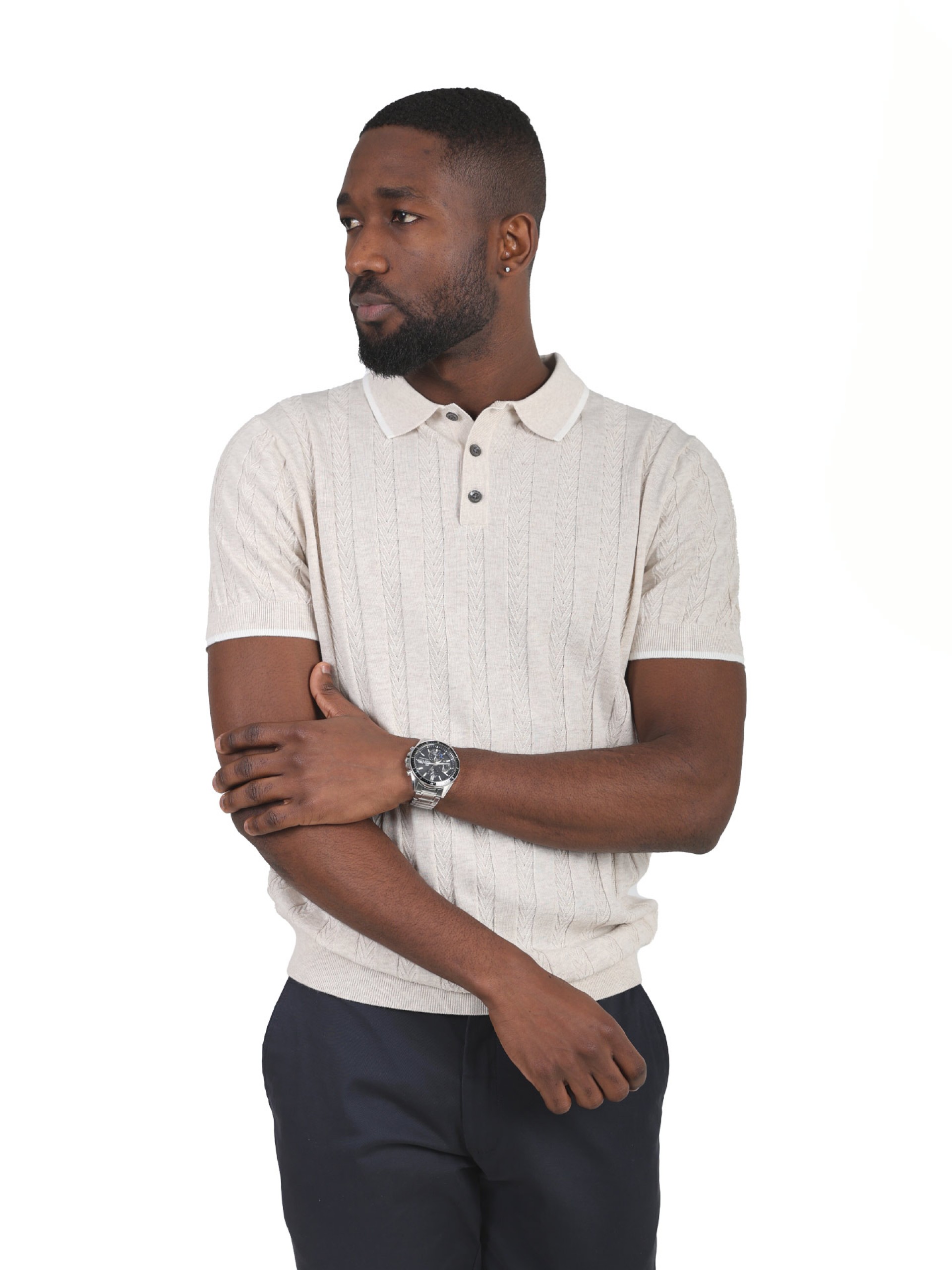 100% cotton polo with a braided effect