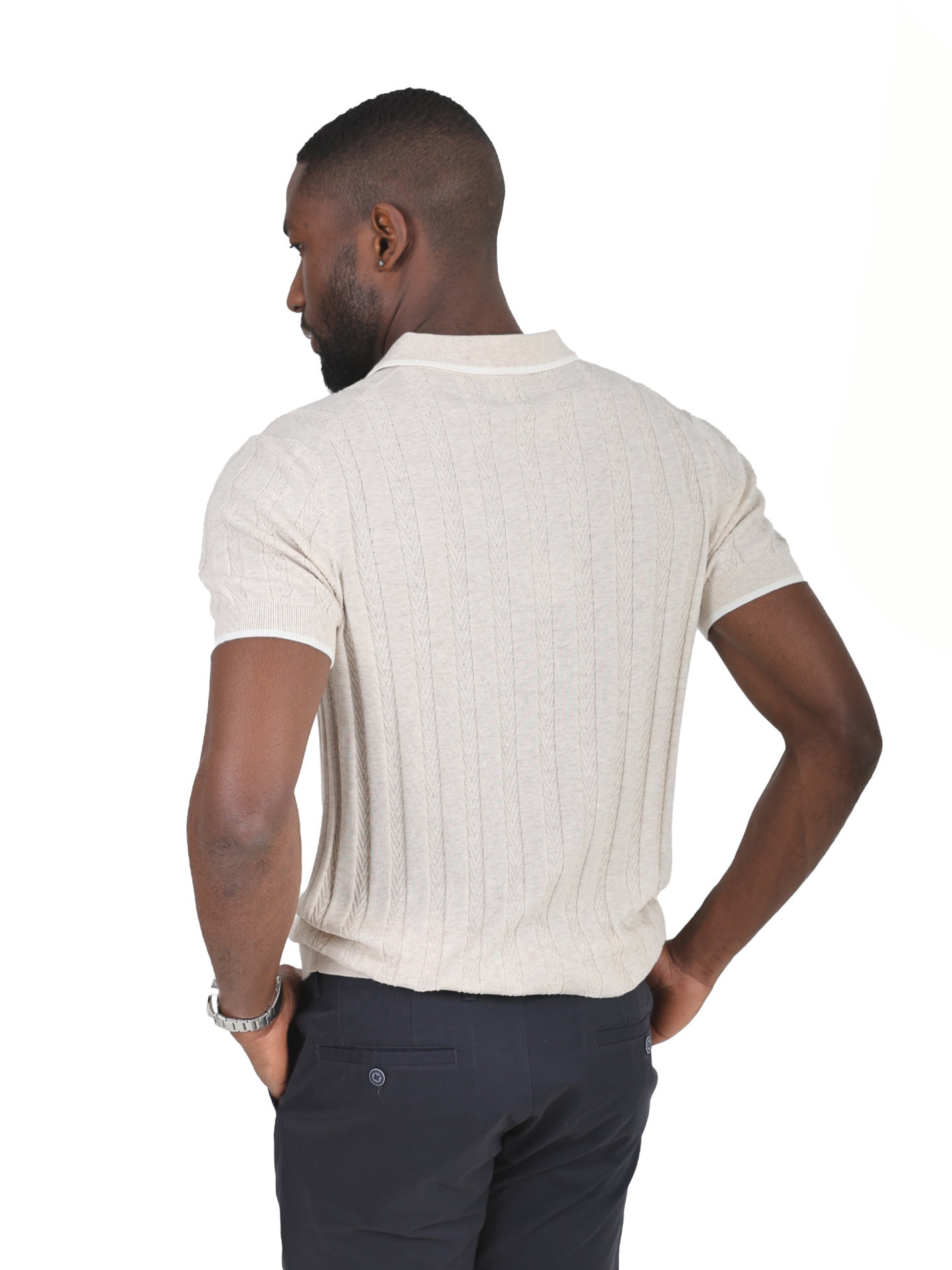 100% cotton polo with a braided effect