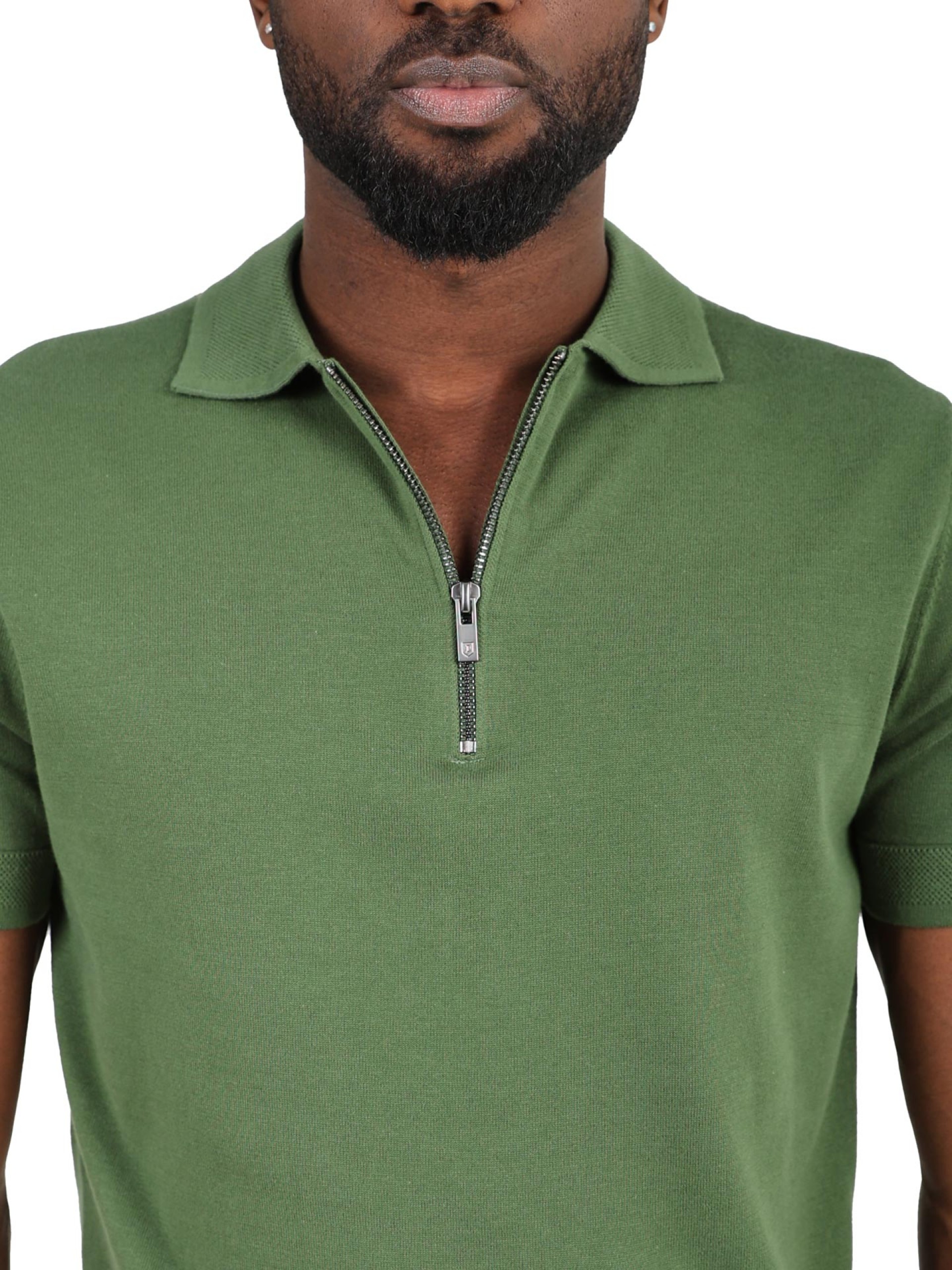 100% cotton polo with zip