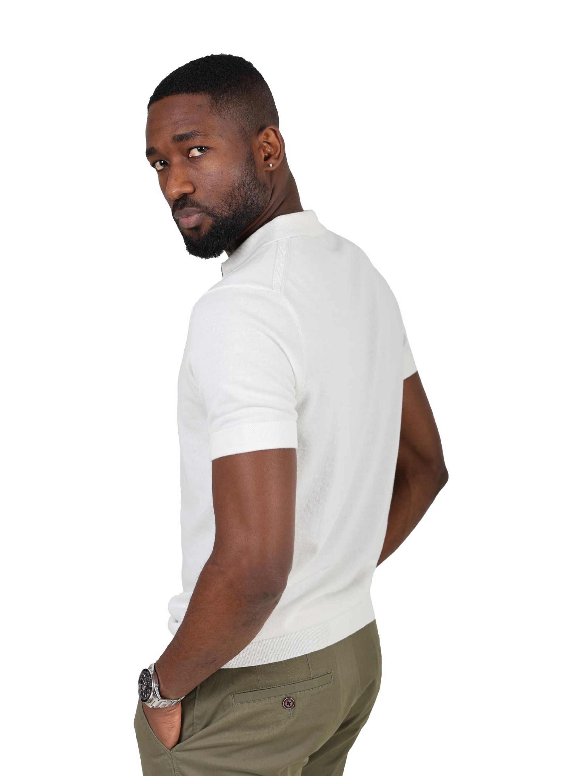 100% cotton polo with zip