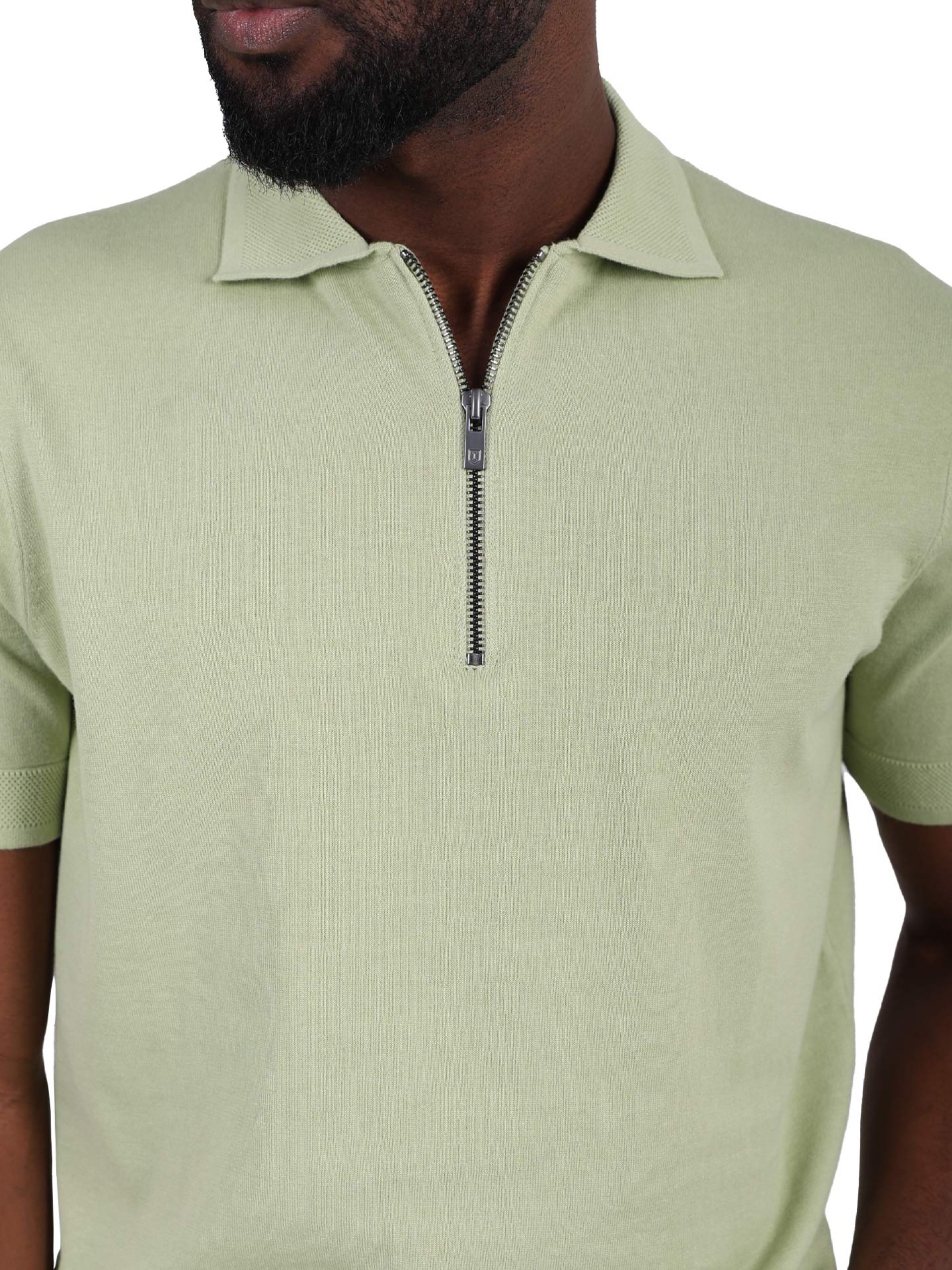 100% cotton polo with zip