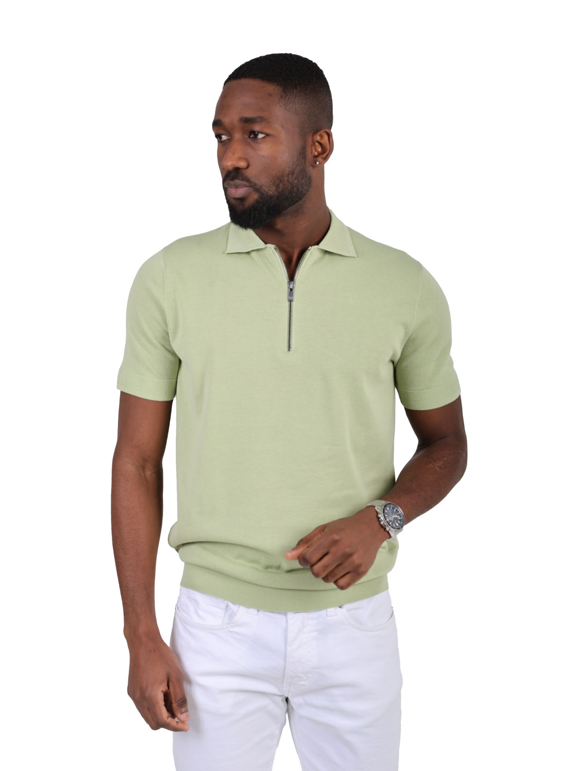 100% cotton polo with zip