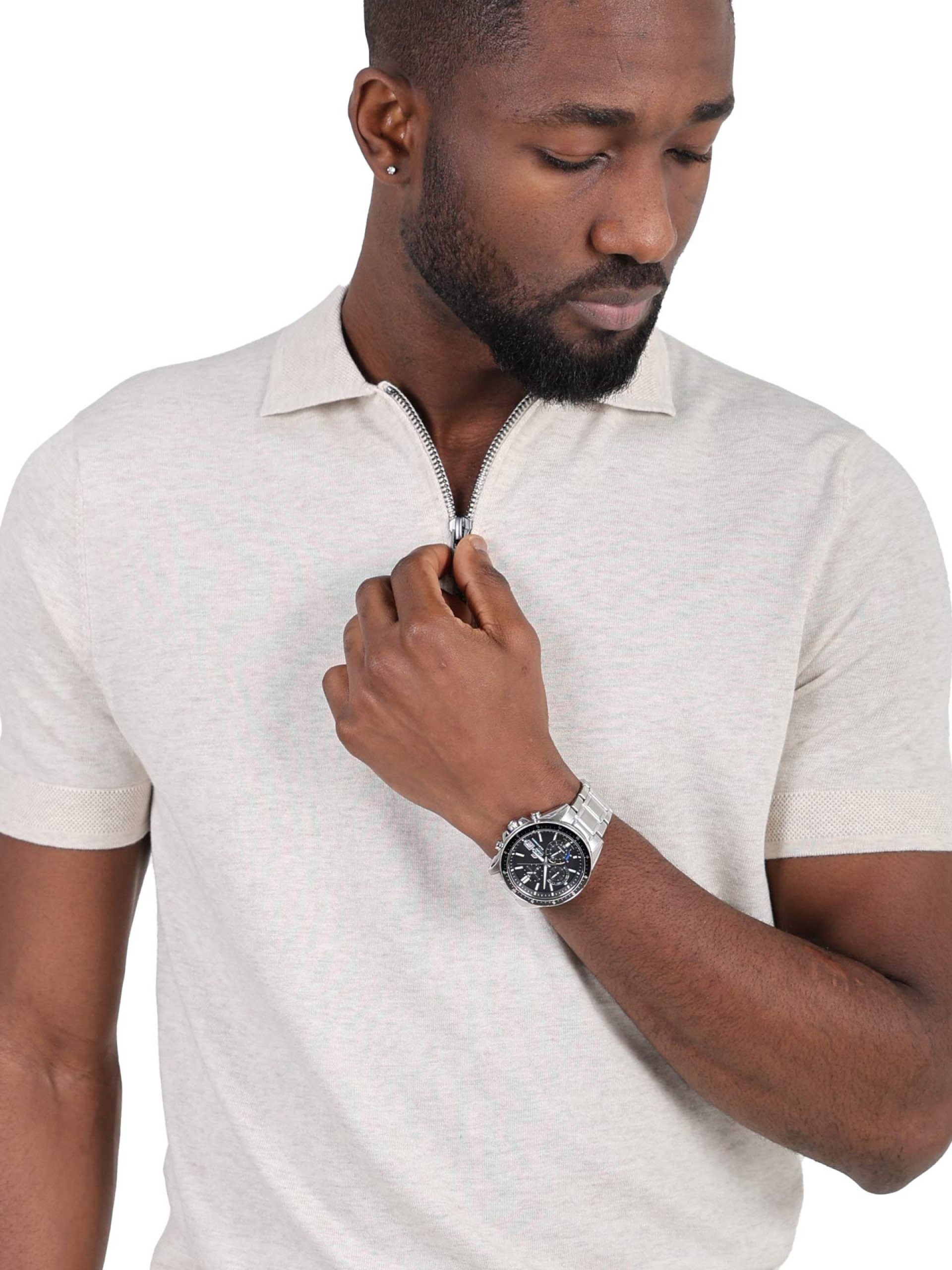 100% cotton polo with zip