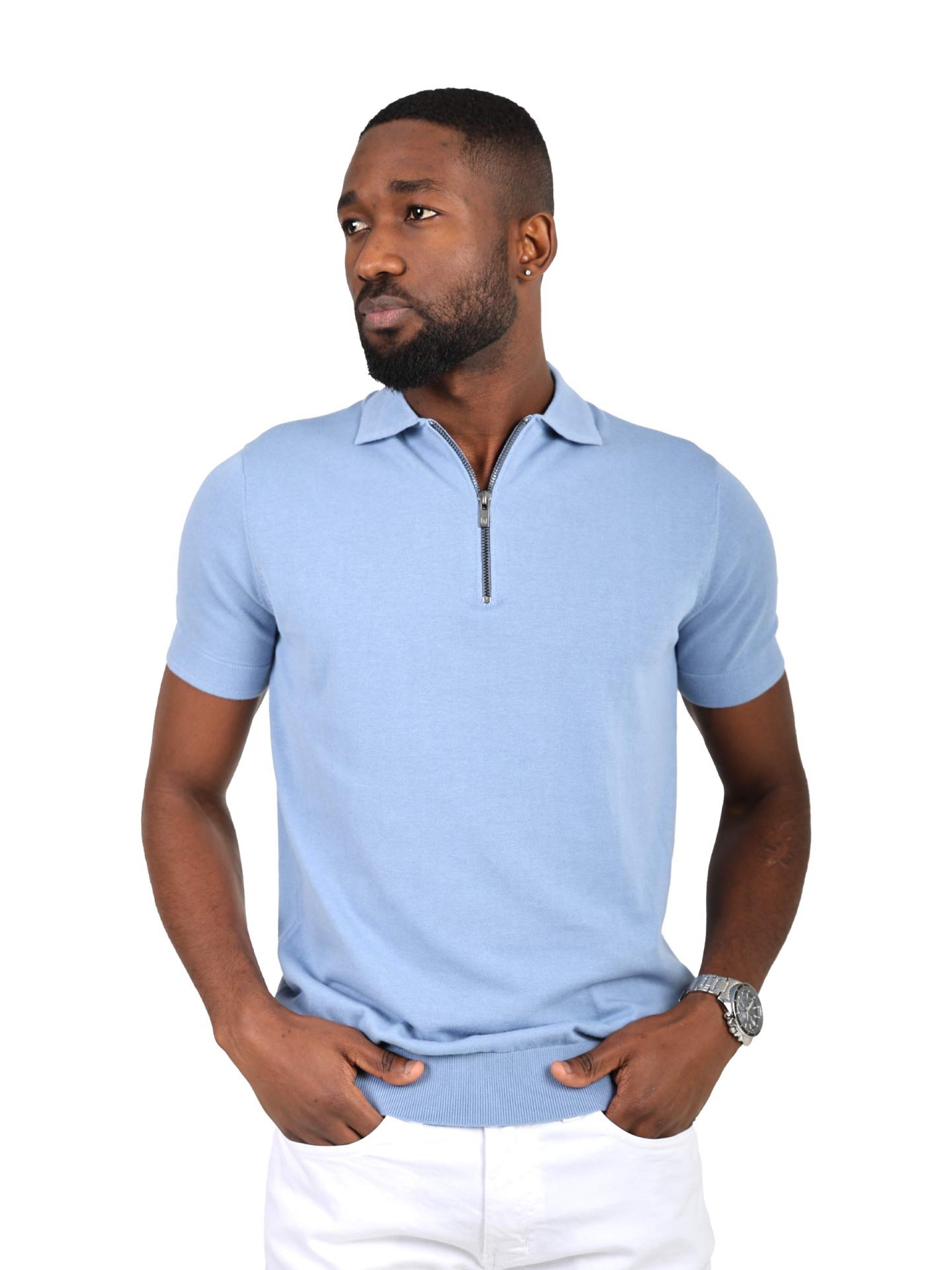 100% cotton polo with zip