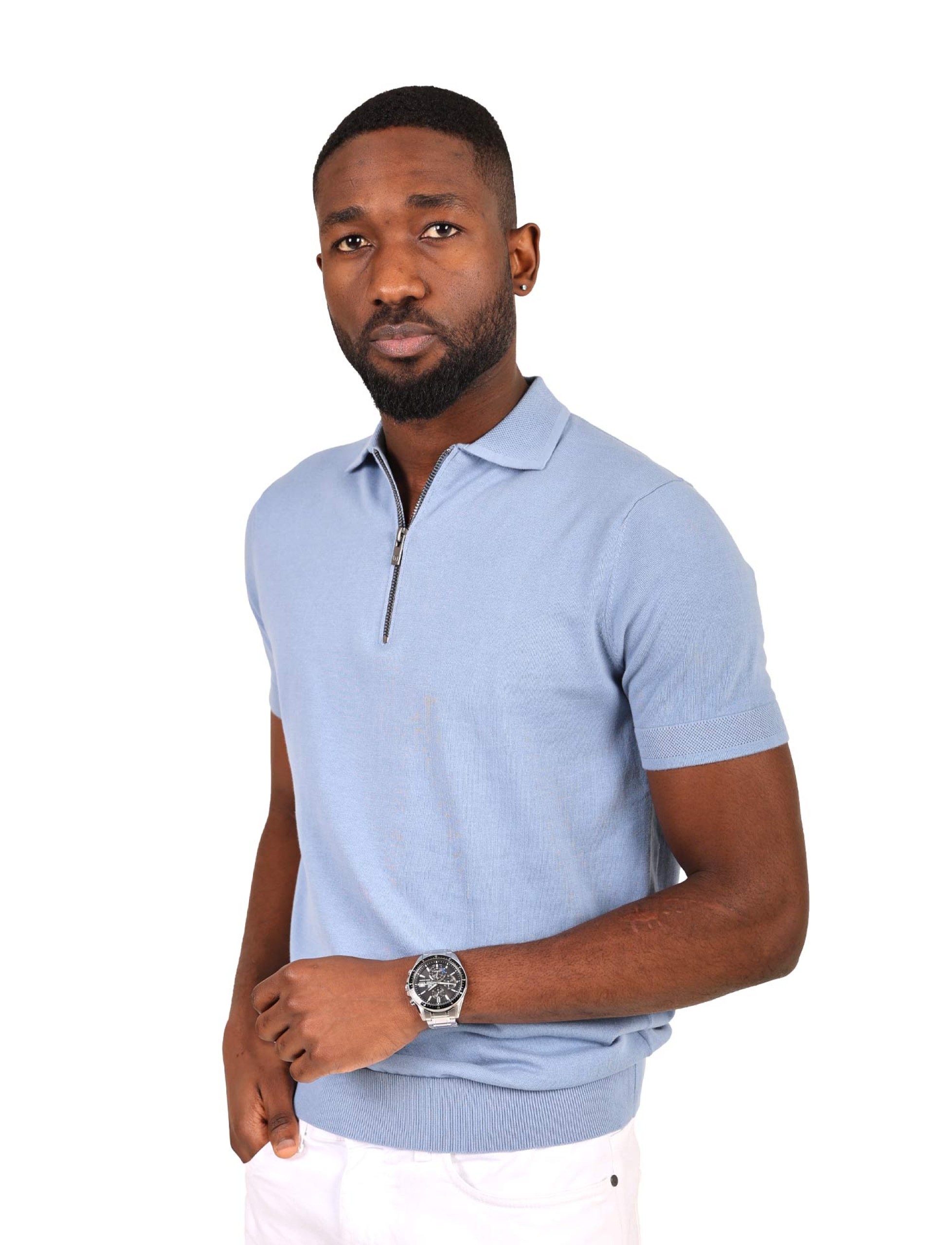 100% cotton polo with zip