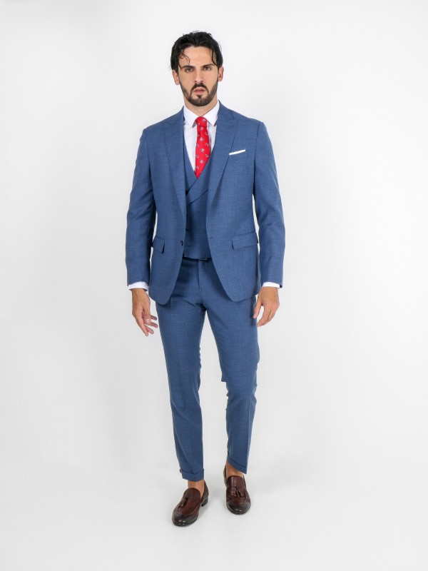Slim fit plain suit with vest