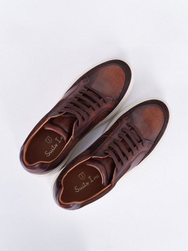 Zapatilla de piel combinada Zapatilla de piel combinada