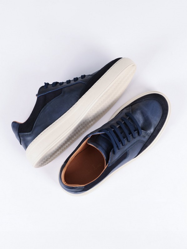 Zapatilla de piel combinada Zapatilla de piel combinada