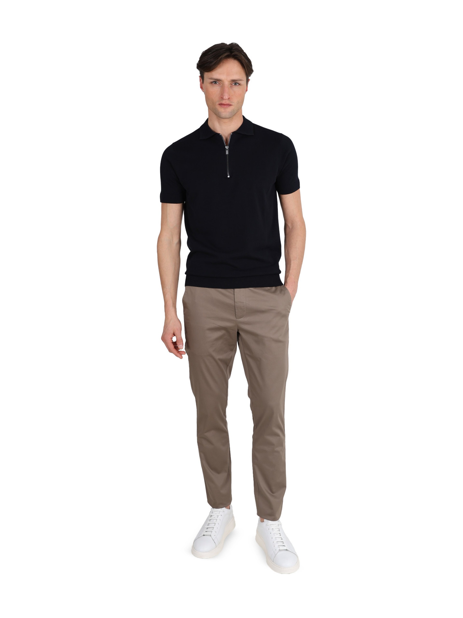 100% cotton polo with zip