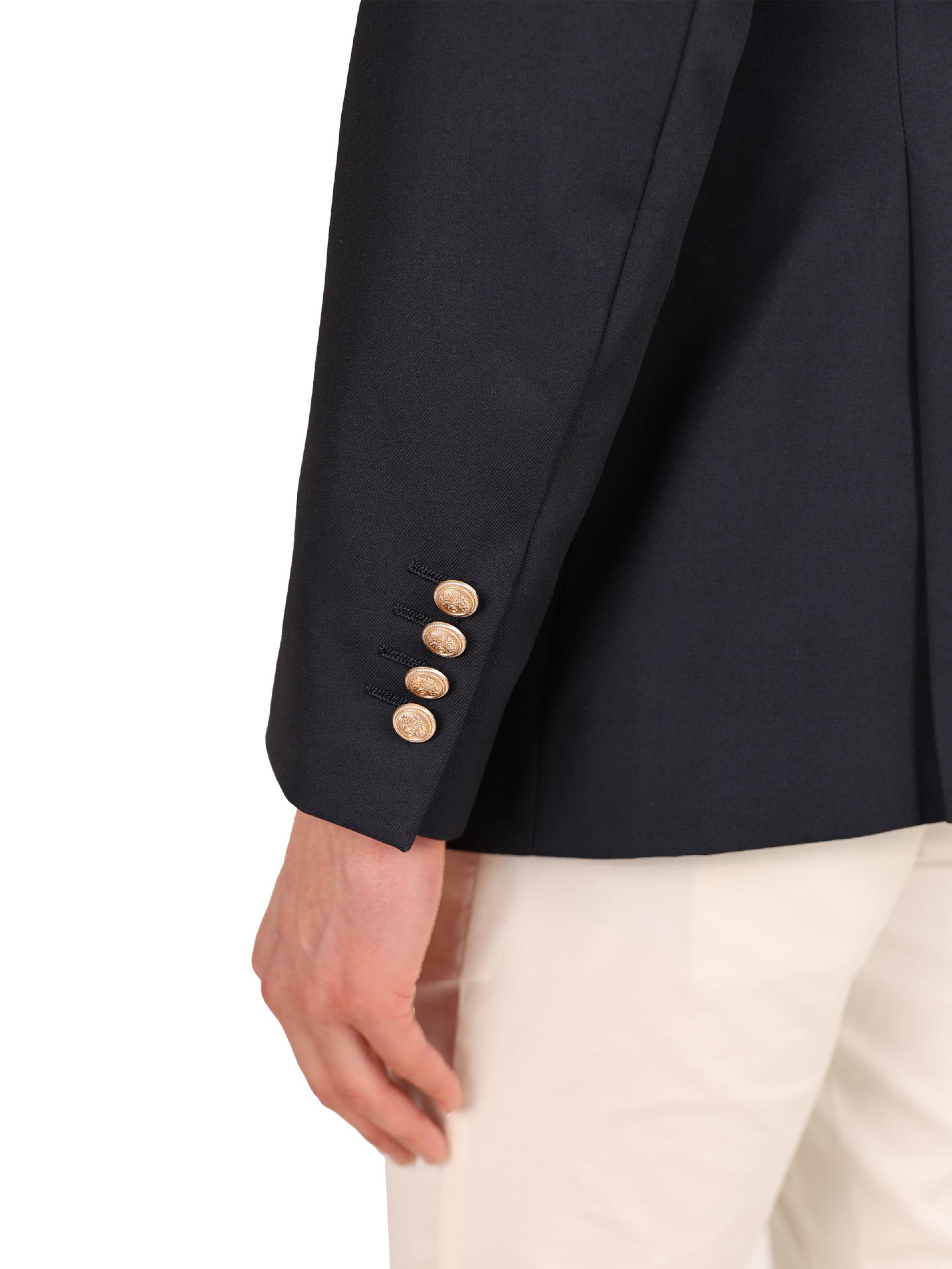 Plain blazer with gold buttons