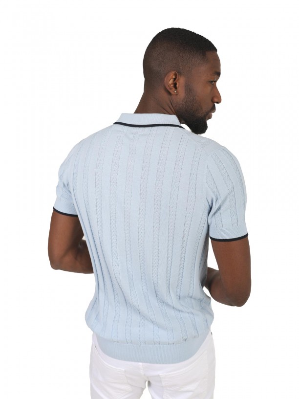 Polo 100% algodão com efeito entrançado Polo 100% algodão com efeito entrançado