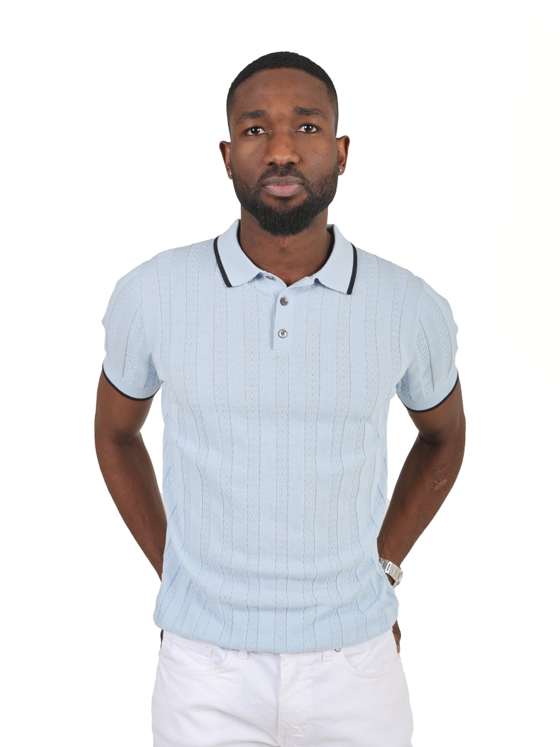 100% cotton polo with a braided effect