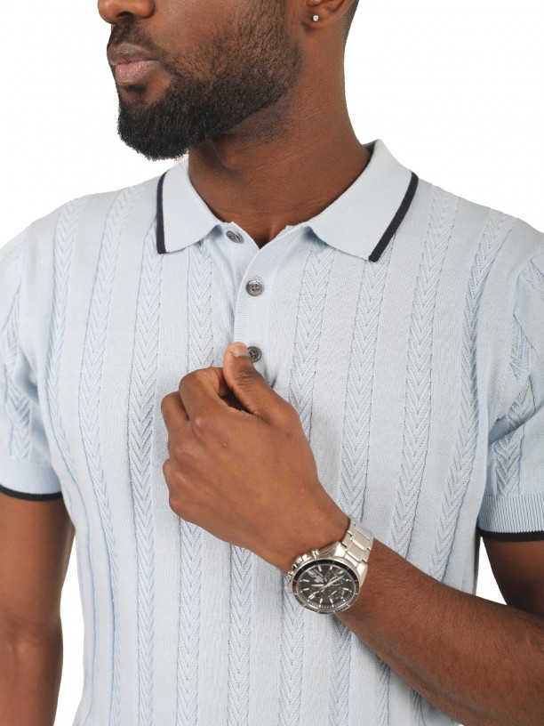 Polo 100% algodão com efeito entrançado Polo 100% algodão com efeito entrançado