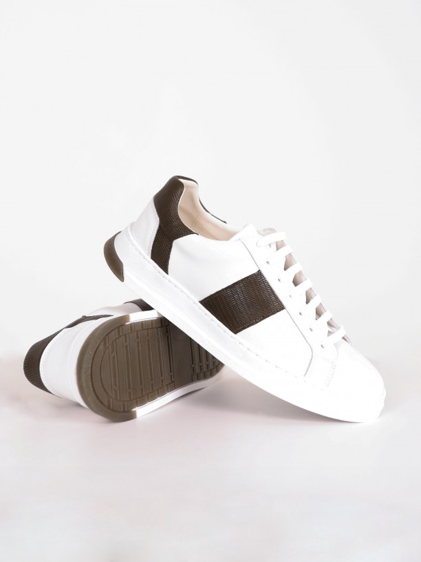 Leather sneaker with side detail Leather sneaker with side detail