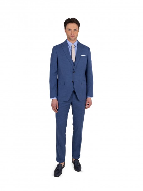 Fato liso slim fit com colete