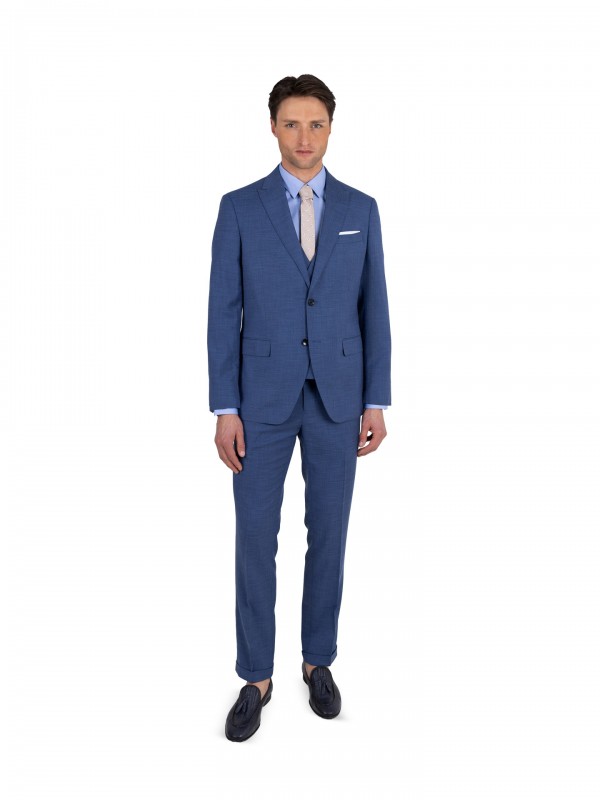 Fato liso slim fit com colete
