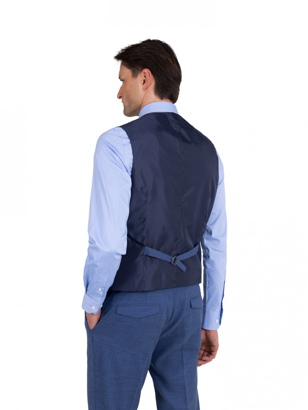 Fato liso slim fit com colete