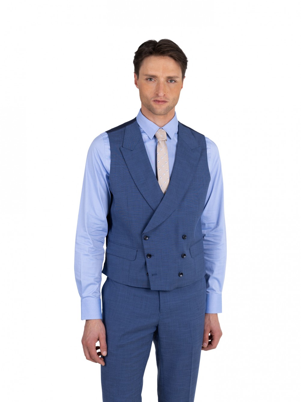 Fato liso slim fit com colete