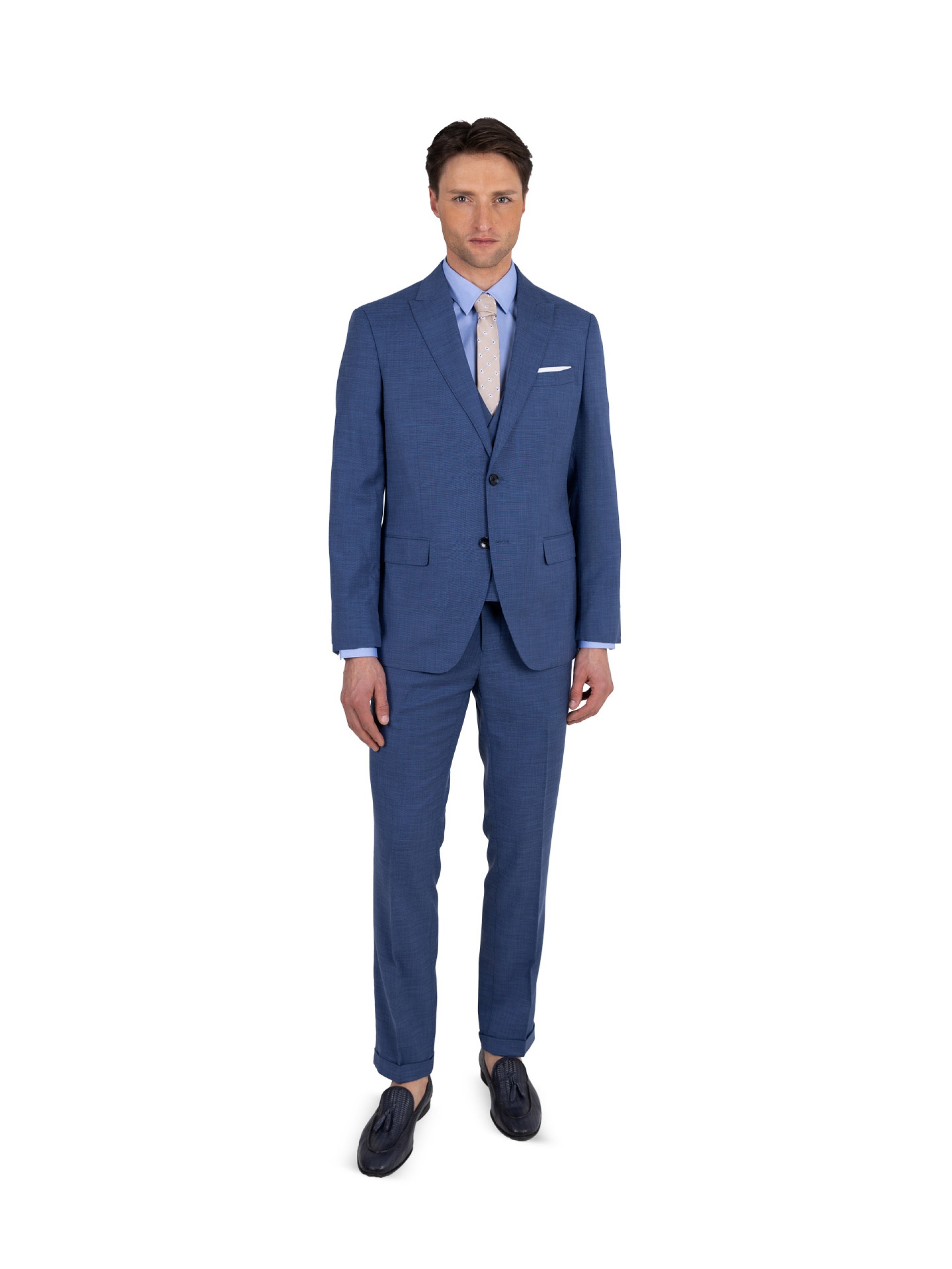 Slim fit plain suit with vest