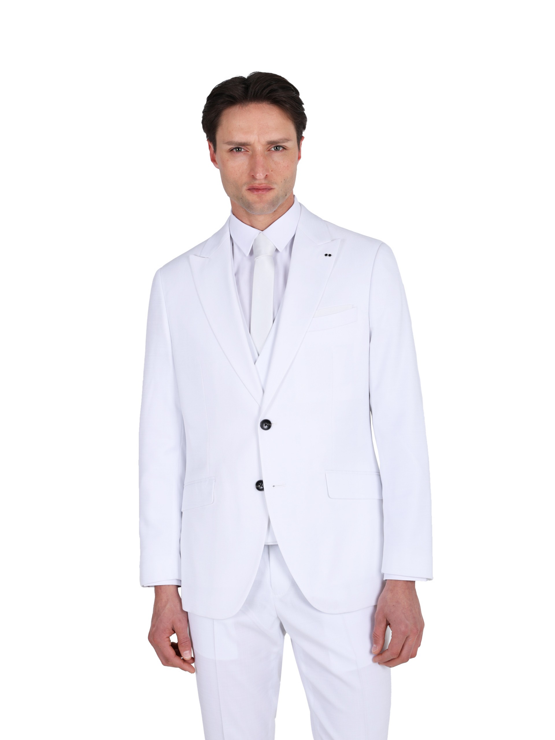 Plain slim fit suit with waistcoat