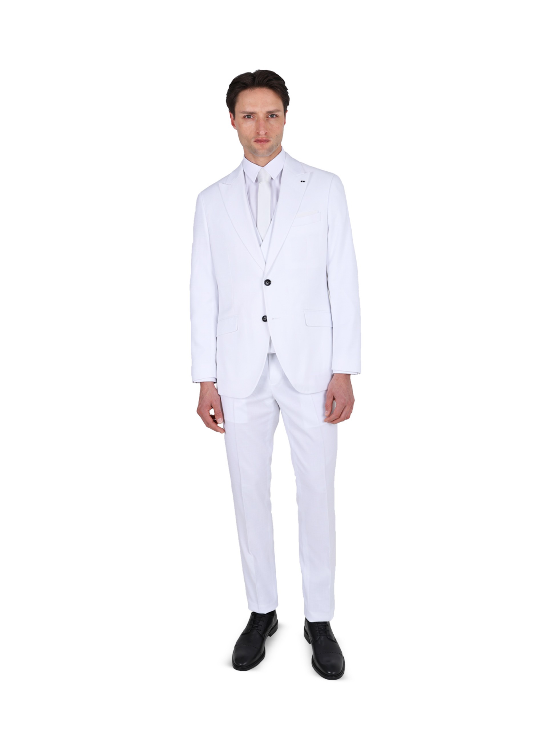 Plain slim fit suit with waistcoat