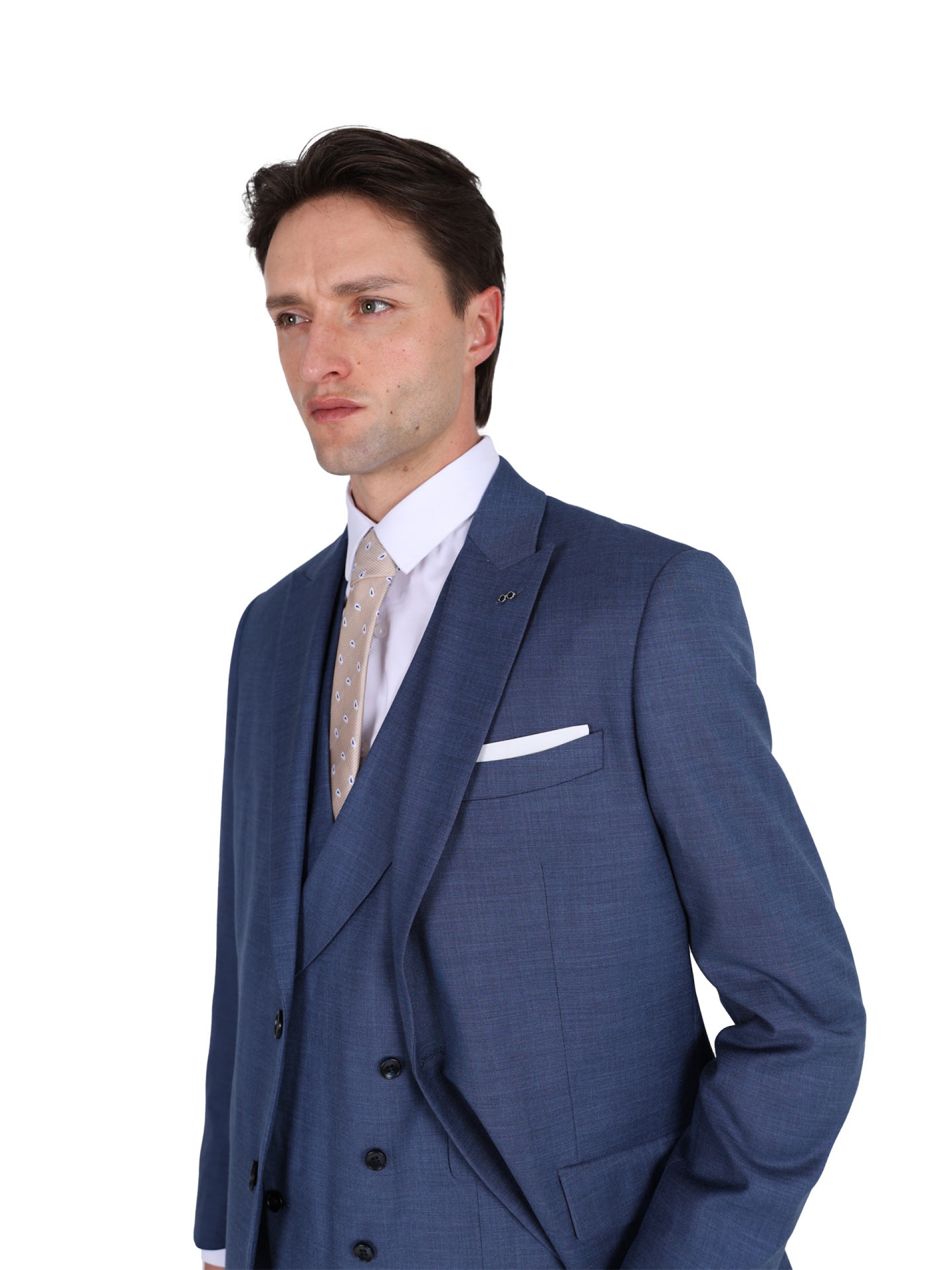 Plain slim fit suit with waistcoat