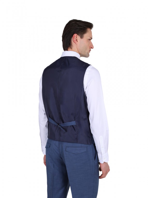 Traje liso de corte slim con chaleco