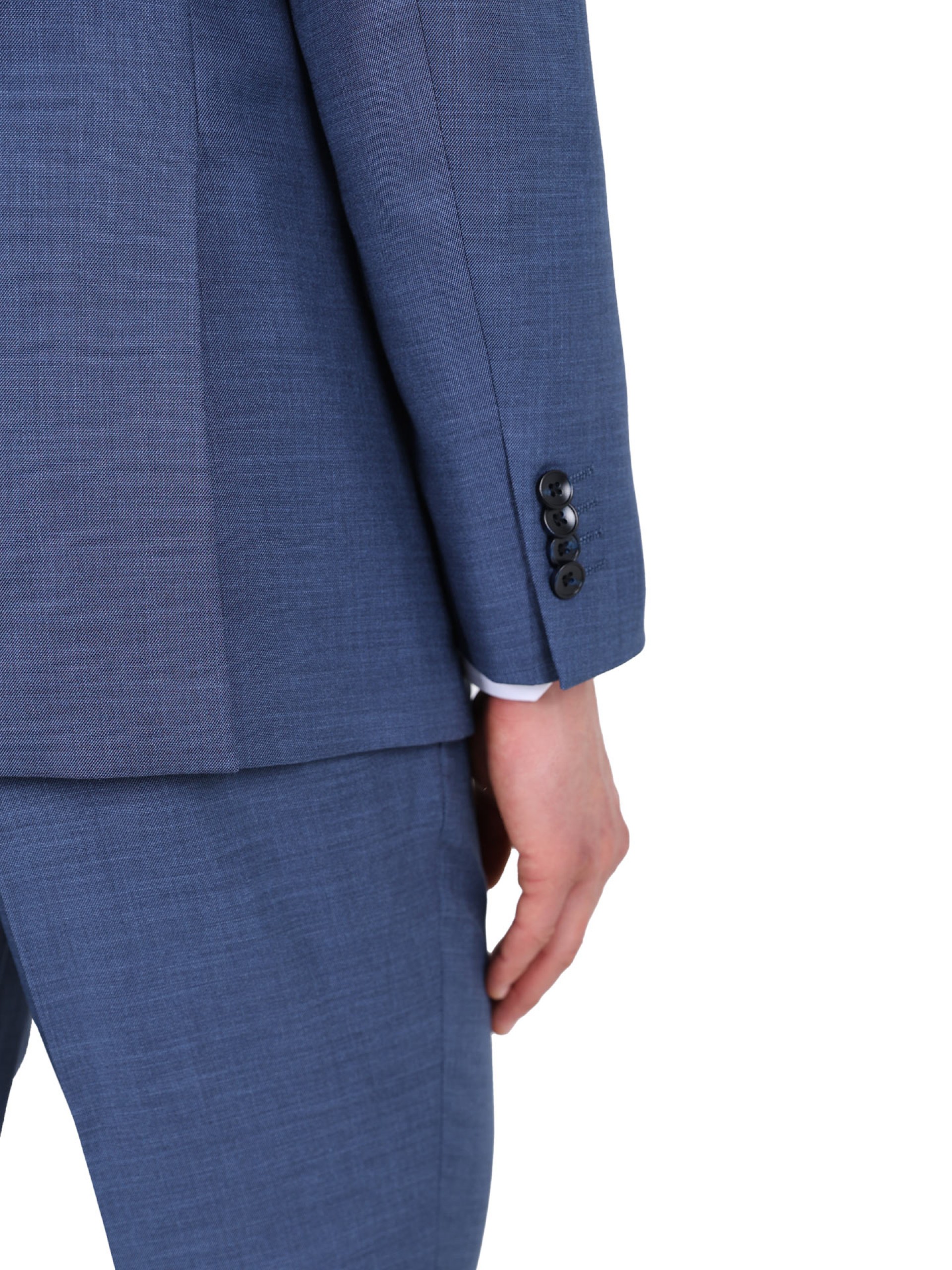 Plain slim fit suit with waistcoat