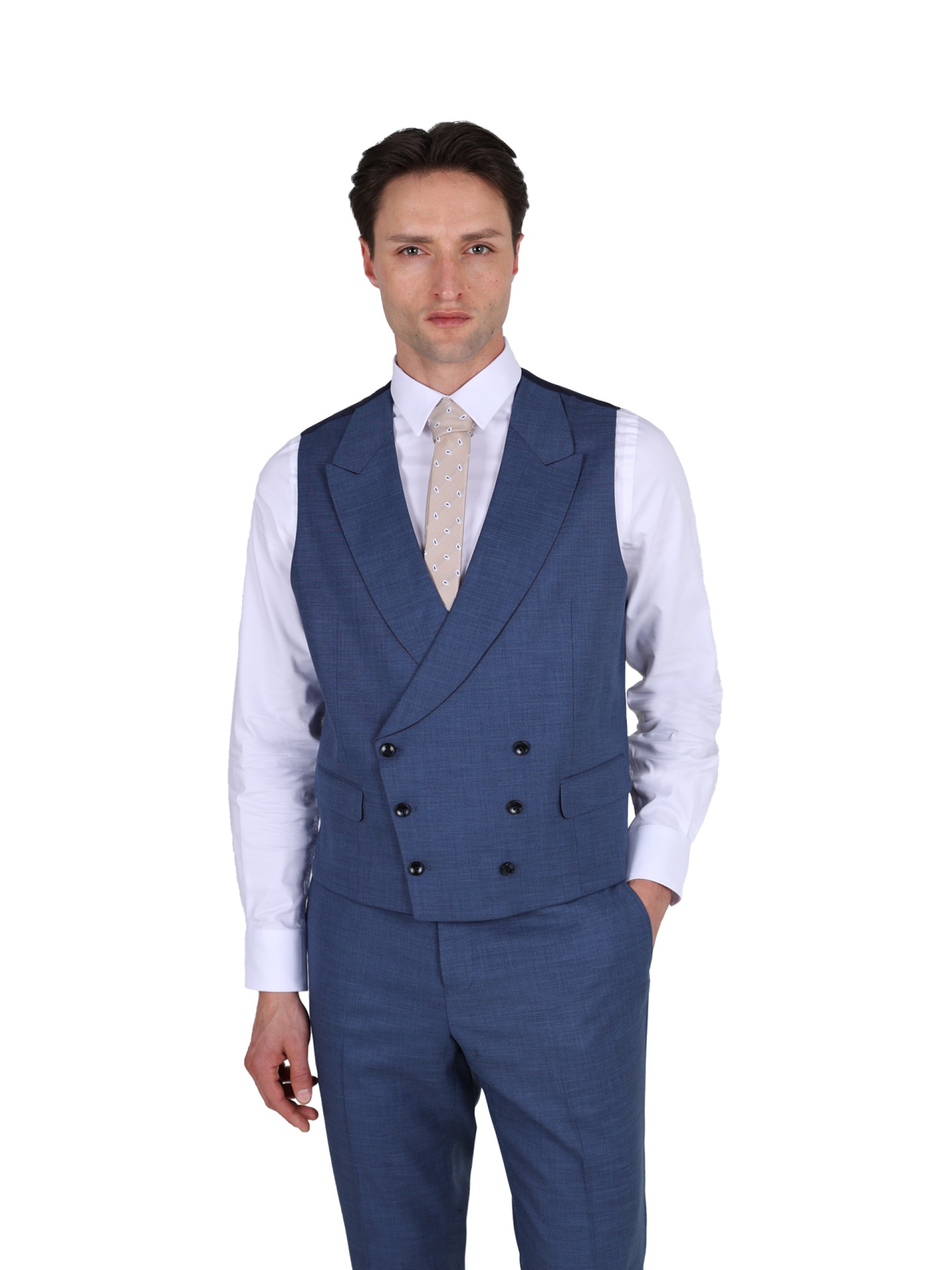 Plain slim fit suit with waistcoat