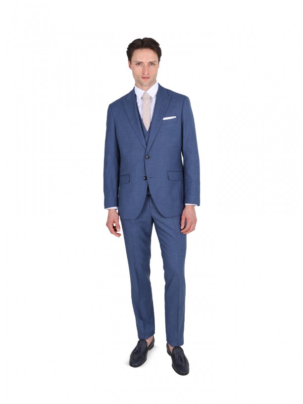 Traje liso de corte slim con chaleco