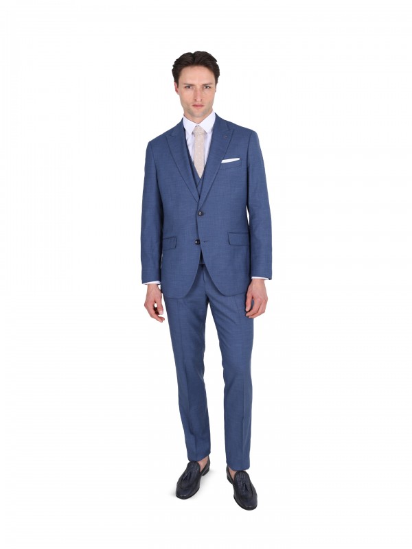 Traje liso de corte slim con chaleco