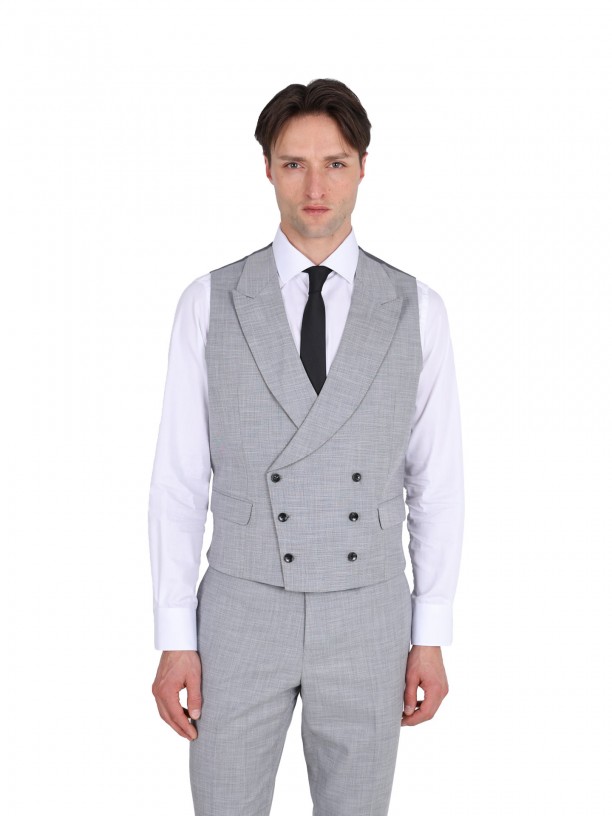 Fato liso slim fit com colete
