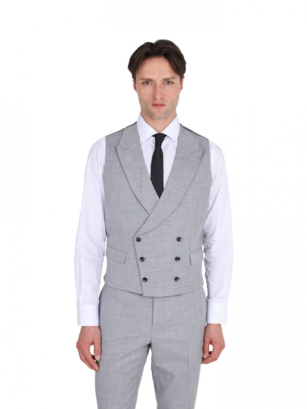Fato liso slim fit com colete