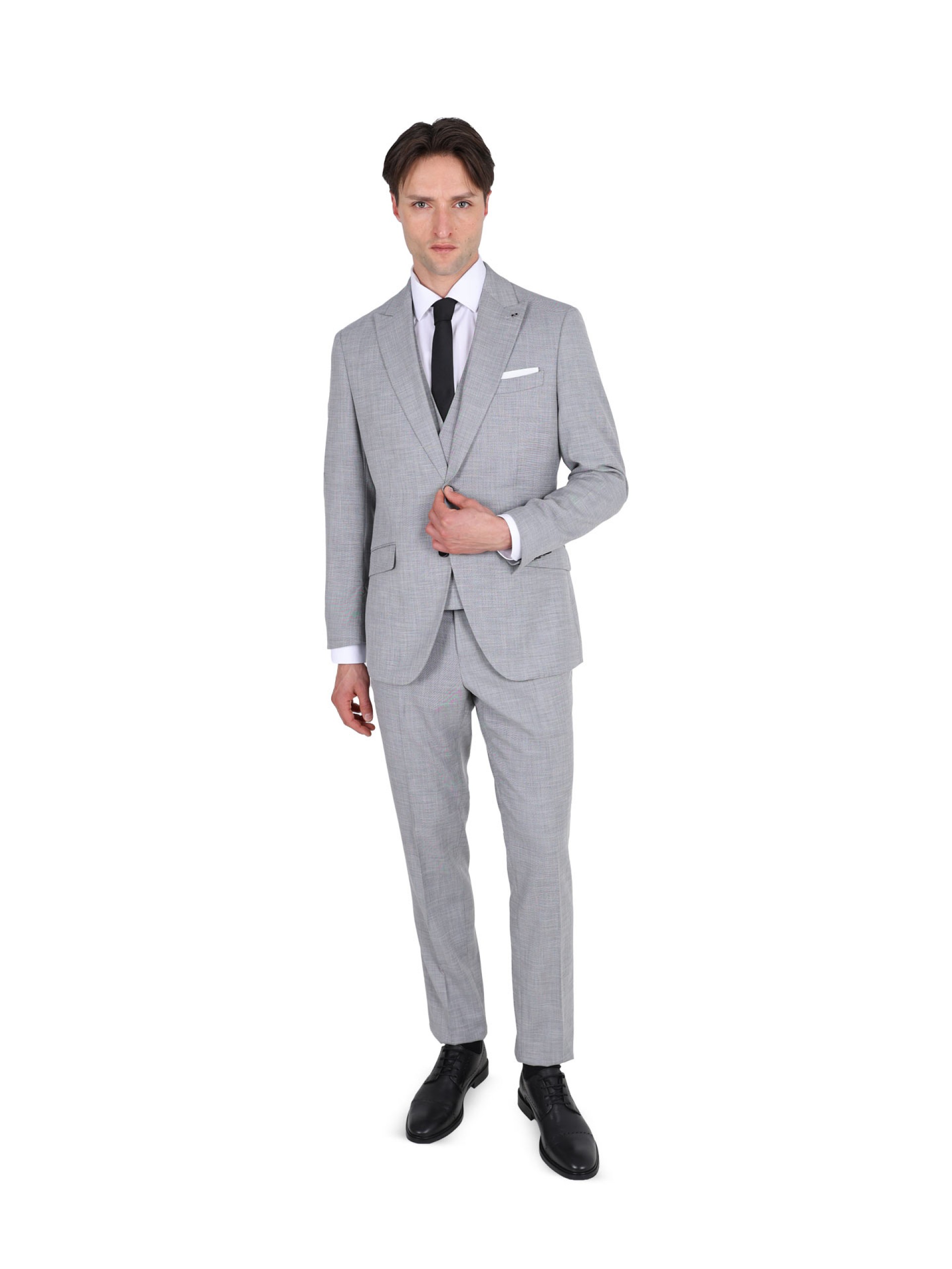 Fato liso slim fit com colete