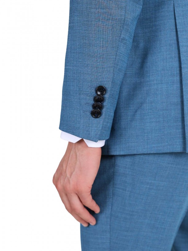 Plain slim fit suit with waistcoat