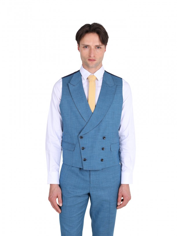 Plain slim fit suit with waistcoat