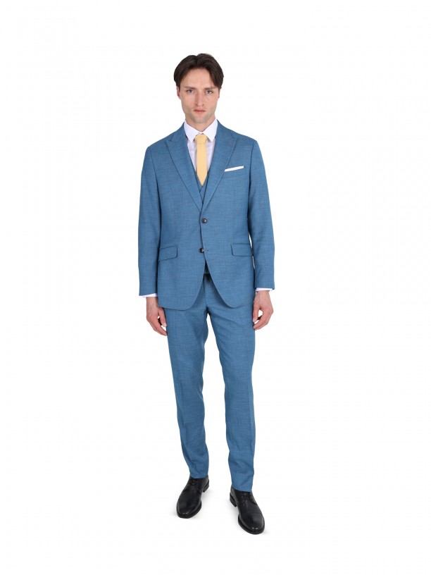 Plain slim fit suit with waistcoat