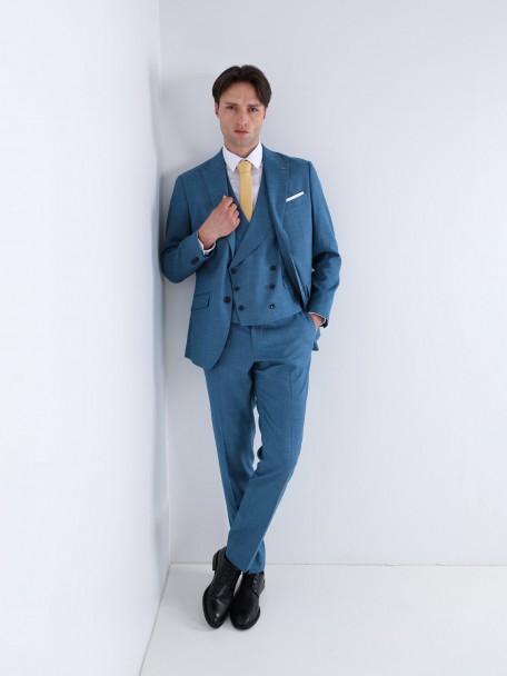 Fato liso slim fit com colete Fato liso slim fit com colete