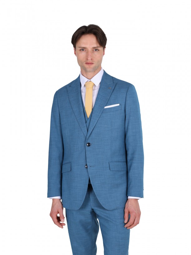 Plain slim fit suit with waistcoat