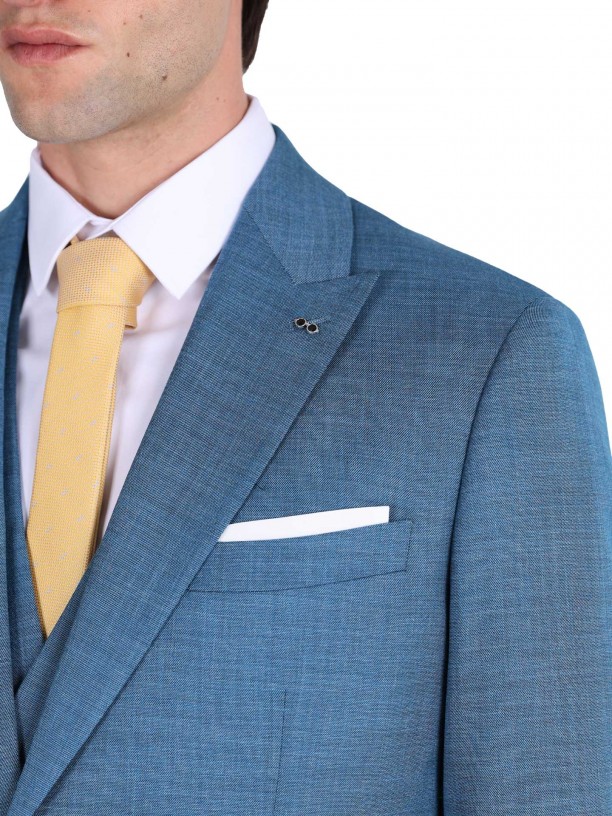 Plain slim fit suit with waistcoat