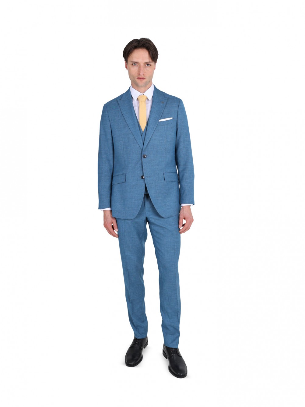 Fato liso slim fit com colete