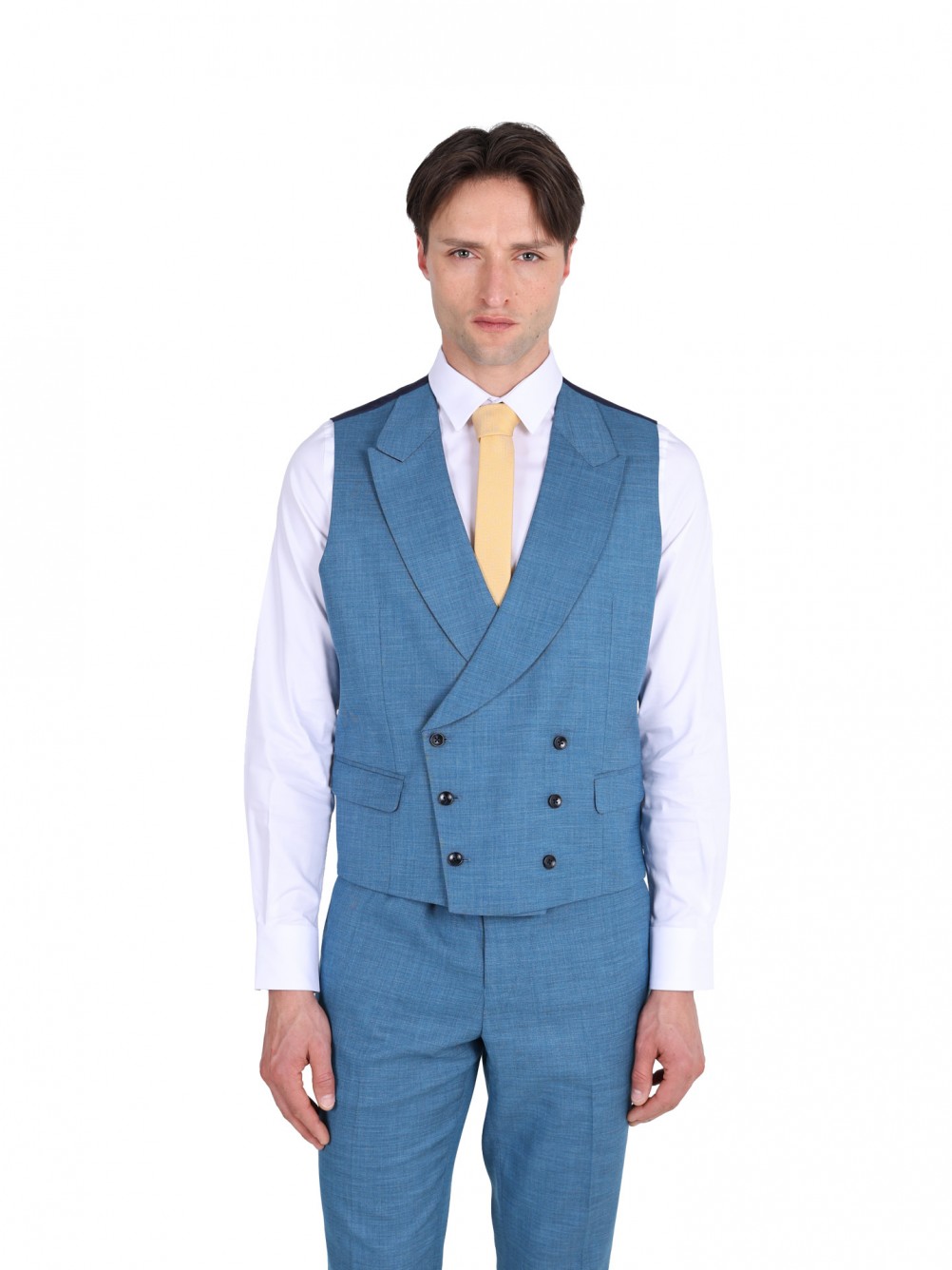 Fato liso slim fit com colete