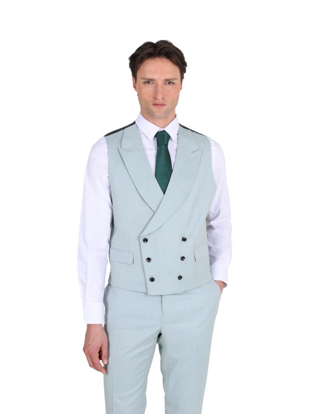 Fato liso slim fit com colete