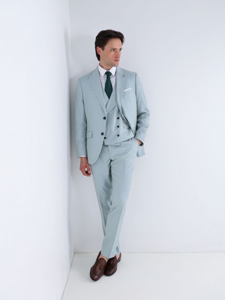 Fato liso slim fit com colete Fato liso slim fit com colete