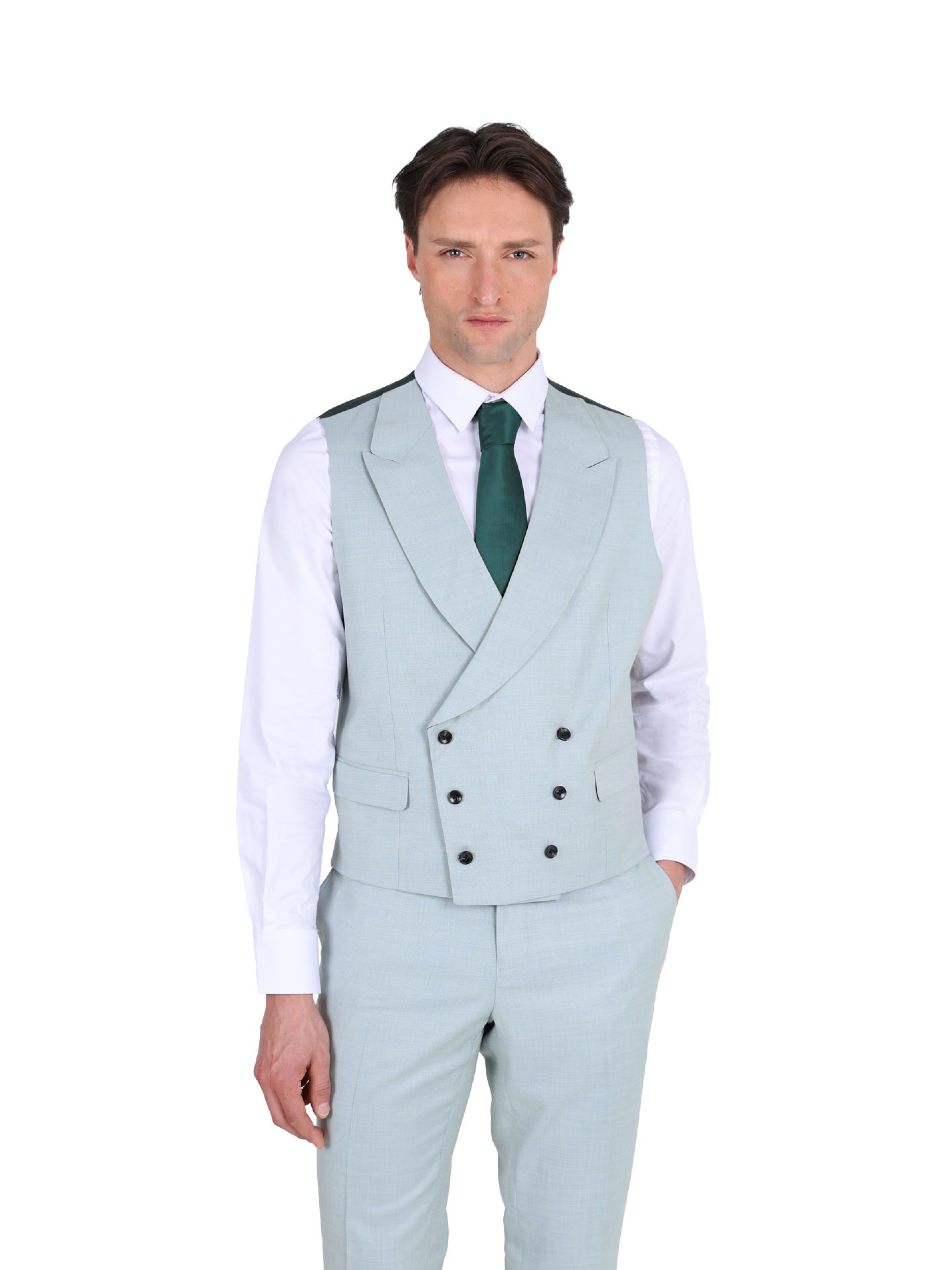 Fato liso slim fit com colete