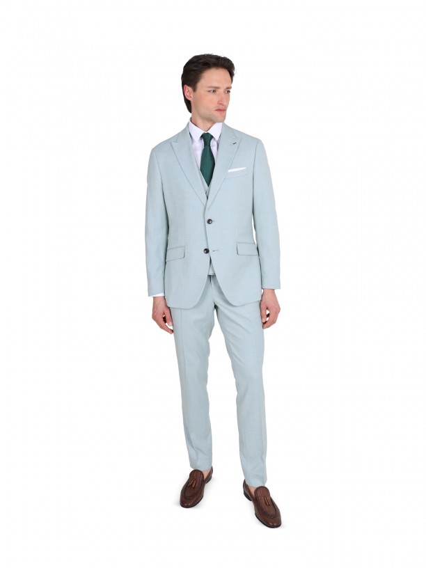 Fato liso slim fit com colete