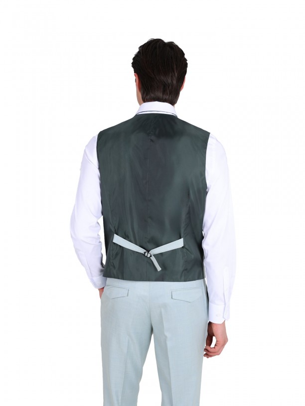 Fato liso slim fit com colete